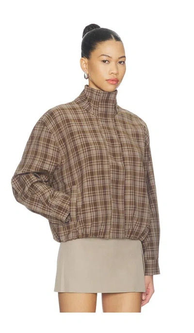 Astr Cooper Jacket In Brown Plaid