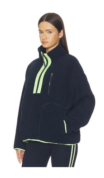 Splits59 Reese Sherpa Half Zip Pullover In Indigo & Limeade