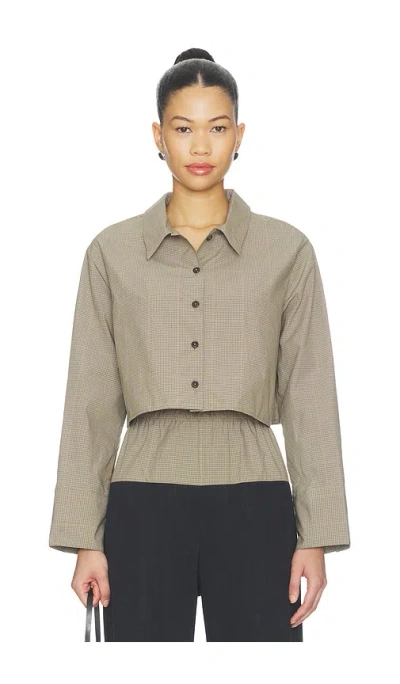 Matthew Bruch Cropped Oversized Button Down Top In Transparent