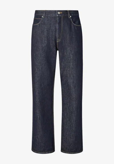Fendi Straight Leg Denim Trousers With Five Pockets In Blue