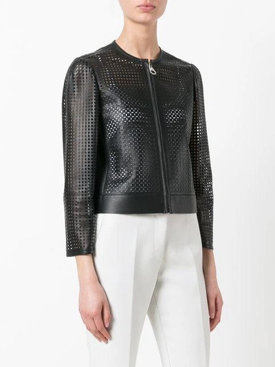Shop Versace Laser Cut Jacket In Black
