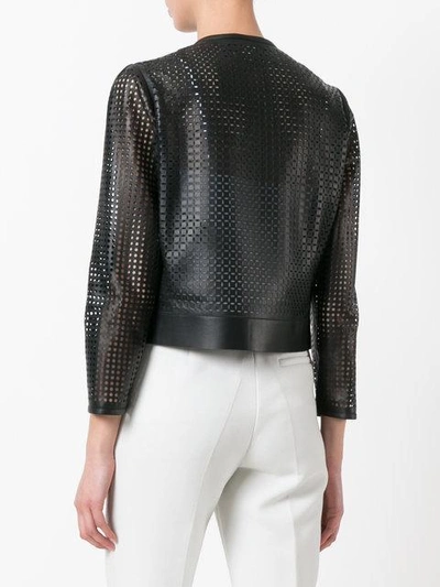 Shop Versace Laser Cut Jacket In Black