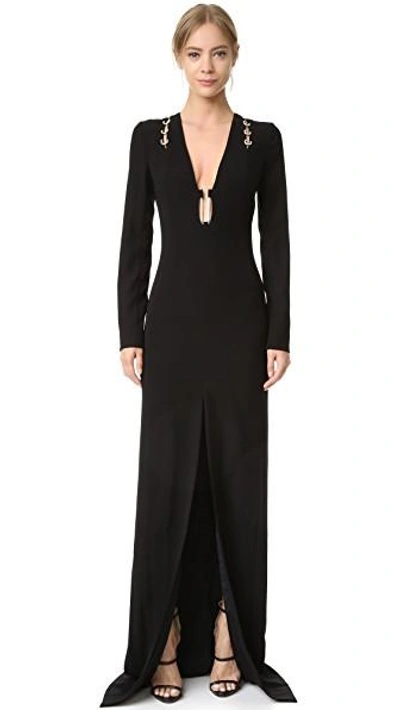 Shop Mugler Long Sleeve Gown In Black