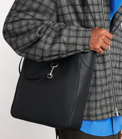 System Leather Anchor Shoulder Bag In Black
