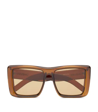 Saint Laurent Howl Rectangular Sunglasses Nylon Lenses Temples In Brown