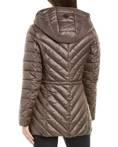 French Connection Quilted Drawstring Coat In Brown