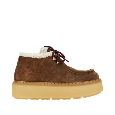 Prada Suede Chukka Boots With Shearling Lining In Multi