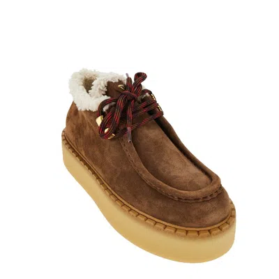 Prada Suede Chukka Boots With Shearling Lining In Multi