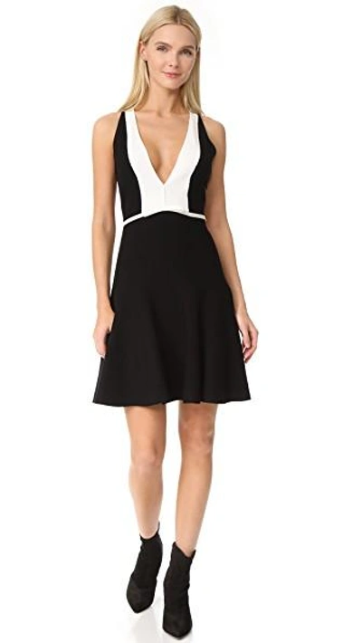 Shop Giambattista Valli V Neck Dress In Black/white