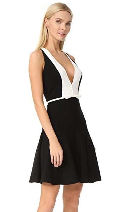 Shop Giambattista Valli V Neck Dress In Black/white