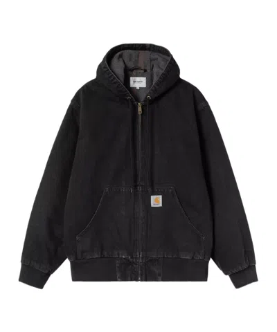 Carhartt Work In Progress Active Canvas Hooded Jacket In Black