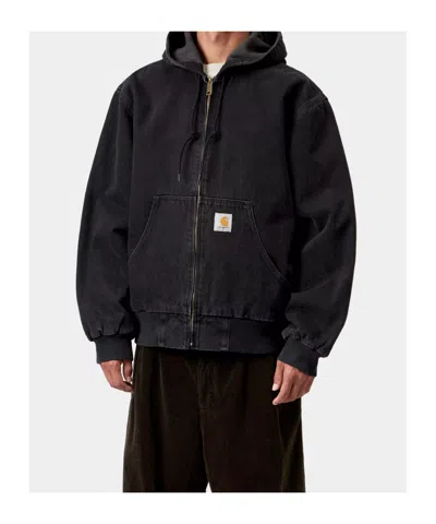 Carhartt Work In Progress Active Canvas Hooded Jacket In Black