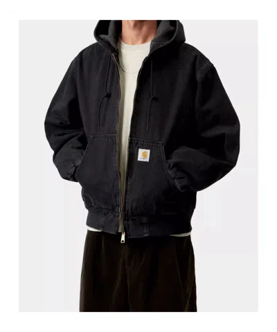 Carhartt Work In Progress Active Canvas Hooded Jacket In Black