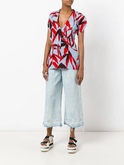 Shop Marni Patterned Top In Blue
