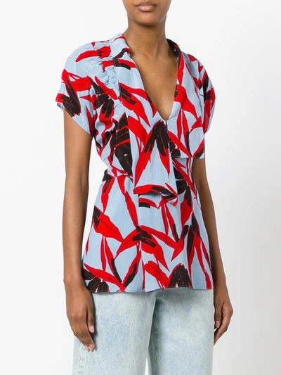 Shop Marni Patterned Top In Blue