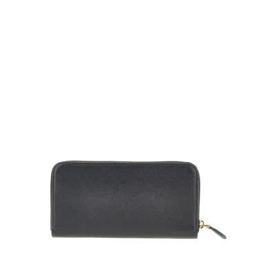 Prada Saffiano Leather Zip-around Wallet In Black