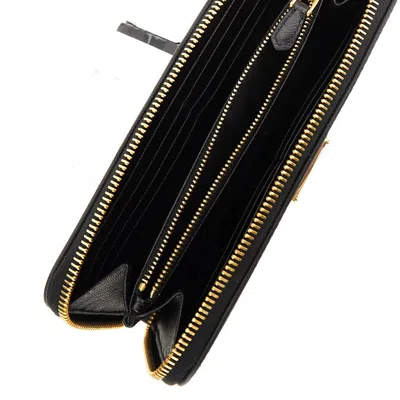 Prada Saffiano Leather Zip-around Wallet In Black