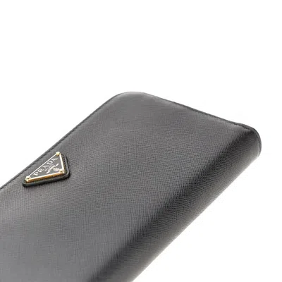 Prada Saffiano Leather Zip-around Wallet In Black