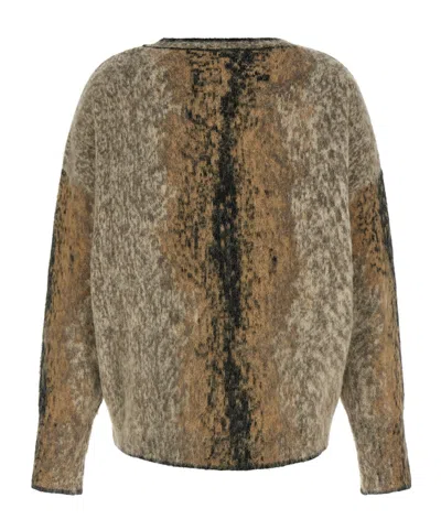 Nude Alpaca Wool Oversized Abstract Pattern Sweater In Brown