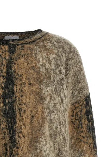 Nude Alpaca Wool Oversized Abstract Pattern Sweater In Brown