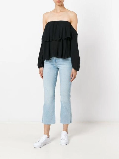 Shop Current Elliott The Kick Cropped Jeans In Blue