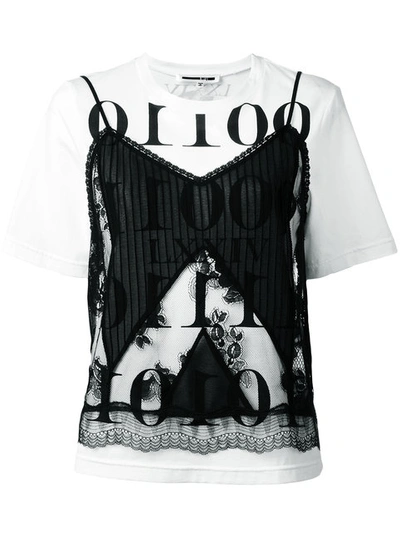 Mcq By Alexander Mcqueen Lace Cami And Cotton T-shirt Top In Black