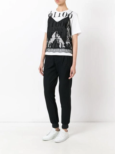 Shop Mcq By Alexander Mcqueen Printed Lace Detail T-shirt