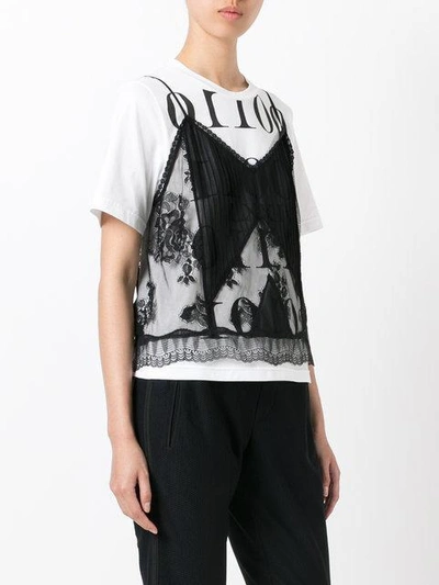 Shop Mcq By Alexander Mcqueen Printed Lace Detail T-shirt