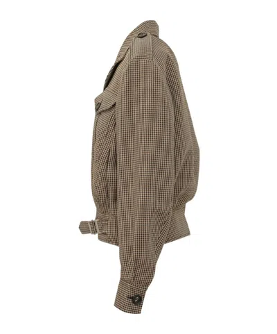 The Seafarer Houndstooth-pattern Belted Jacket In Brown