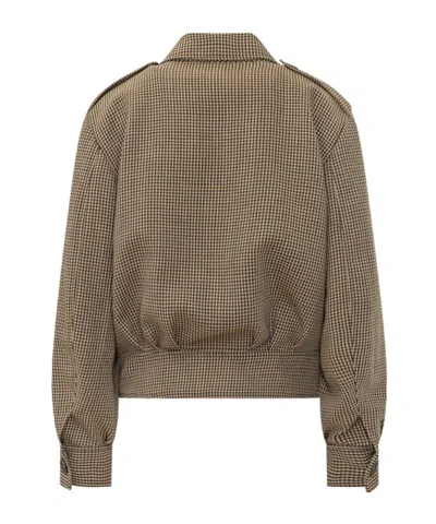 The Seafarer Houndstooth-pattern Belted Jacket In Brown