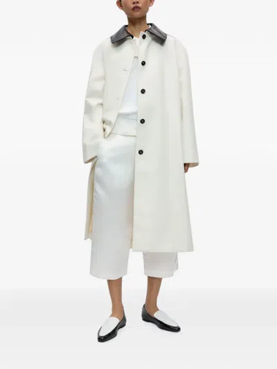 Cordera Leather-collar Trench Coat In White