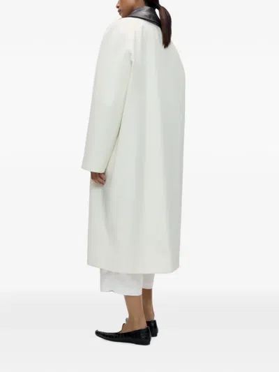 Cordera Leather-collar Trench Coat In White