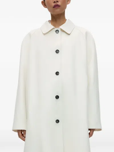 Cordera Leather-collar Trench Coat In White