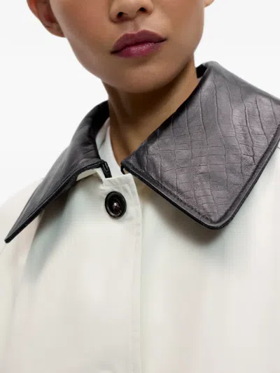 Cordera Leather-collar Trench Coat In White