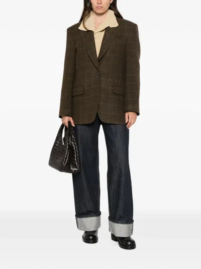 Rohe Oversized Check Blazer In Brown