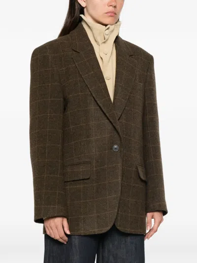 Rohe Oversized Check Blazer In Brown