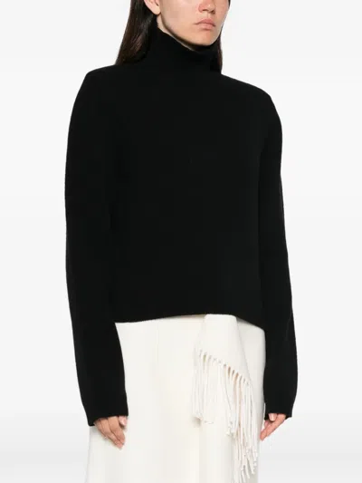 Rohe Statement-shoulder Turtleneck Sweater In Black