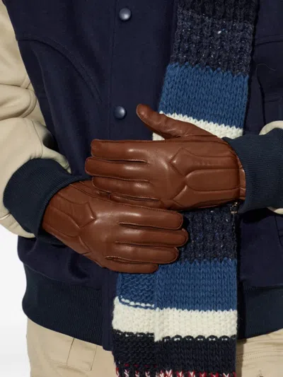 Dsquared2 Quilted Leather Gloves In Brown
