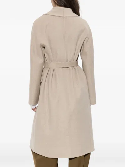 Ferragamo Double-breasted Coat In Neutral