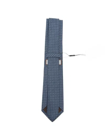 Canali Geometric-pattern Tie In Blue