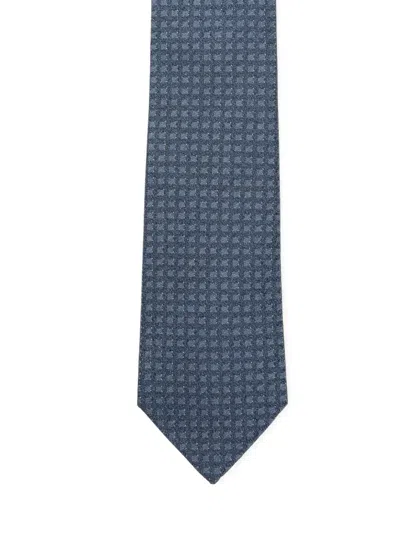 Canali Geometric-pattern Tie In Blue