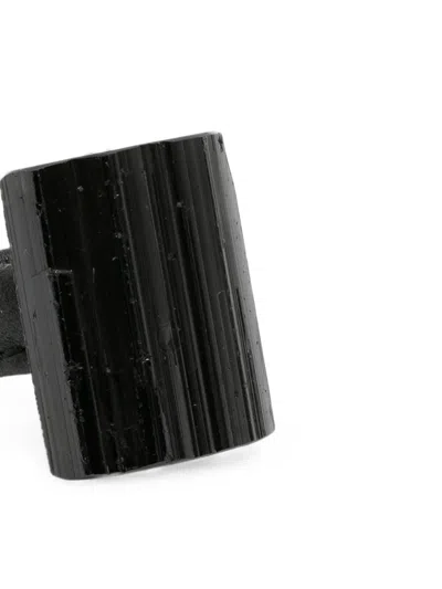 Monies Sculptural Leather-strap Ring In Black