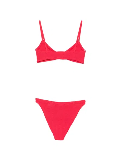 Hunza G Alicia Crinkle-effect Bikini In Red