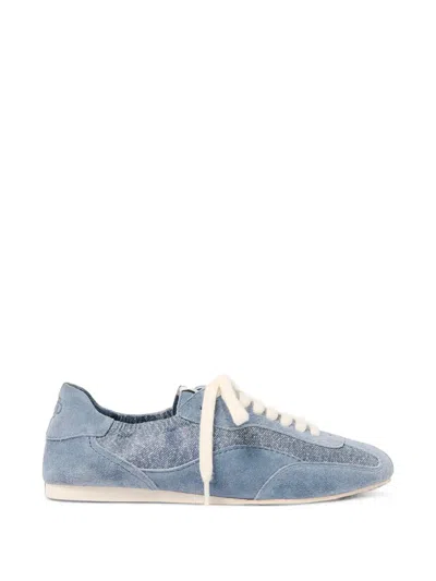 Simkhai Georgie Elasticized Denim Leather Sneaker In Blue