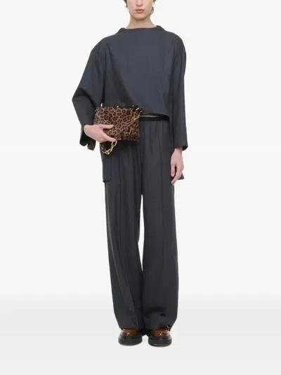 Plan C Asymmetric Tunic Top In Gray