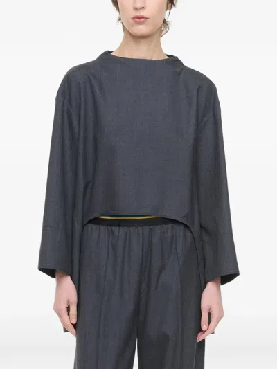 Plan C Asymmetric Tunic Top In Gray