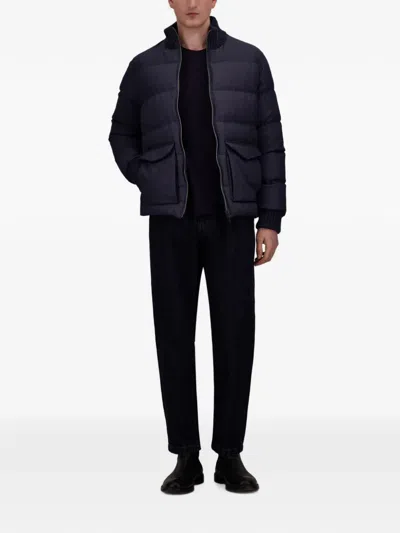 Herno Long-sleeved Down Jacket In Blue