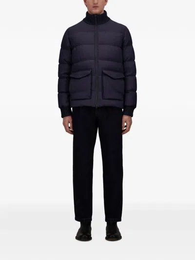 Herno Long-sleeved Down Jacket In Blue