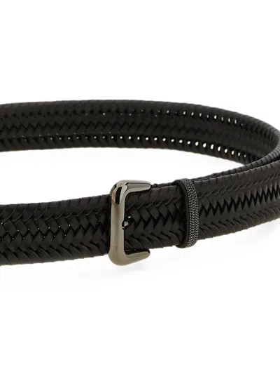 Brunello Cucinelli 'shiny Loop' Belt In Black