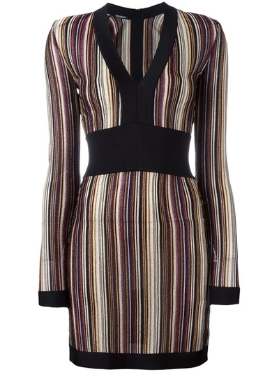 Balmain V-neck Striped Dress In Multi